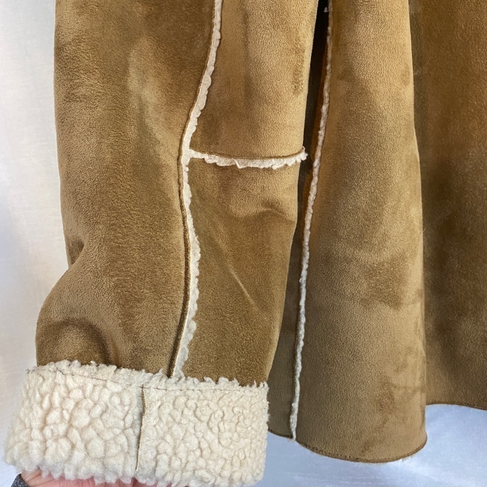 Vintage 1960s Groggy Vegan Beige Suede Jacket with Tan Sherpa Mens Sm - Picture 8 of 15